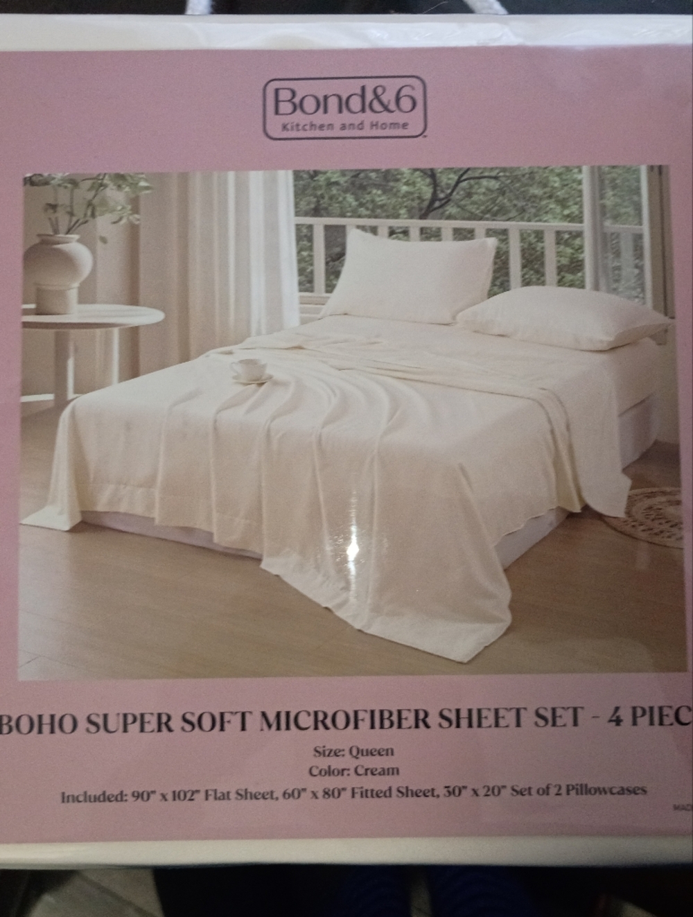 Cream Boho Super Soft Microfiber Sheet Set - 4 Piece